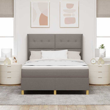 Box spring seng med hovedgærde Gråbrun 140 x 190 cm Stof