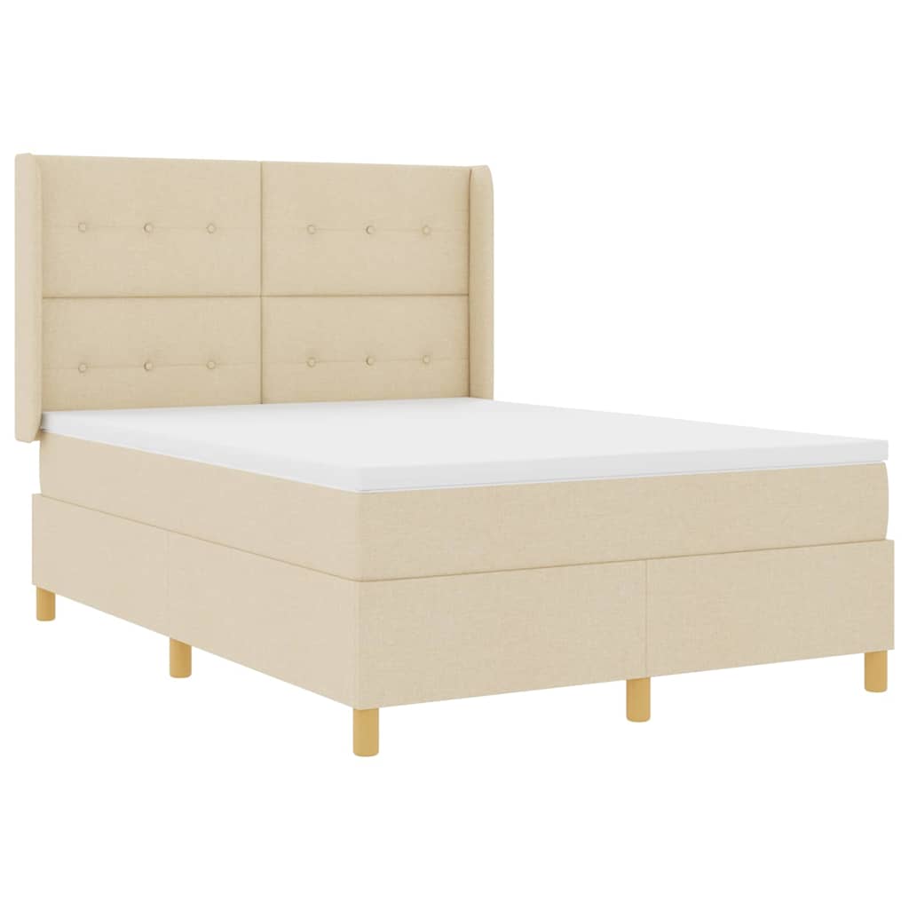 Box spring seng med madras Creme 140 x 190 cm Stof