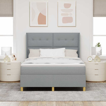 Box spring seng med hovedgærde Lysegrå 140 x 200 cm Stof