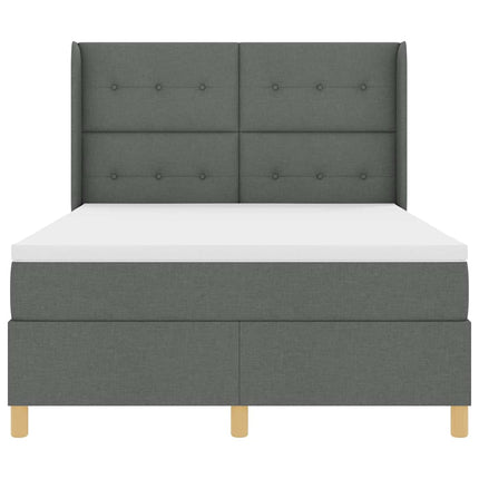 Box spring seng med hovedgærde Mørkegrå 140 x 200 cm Stof