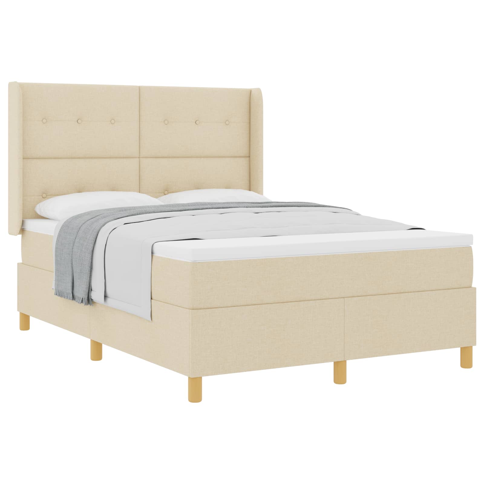 Box spring seng med madras Creme 140 x 200 cm Stof