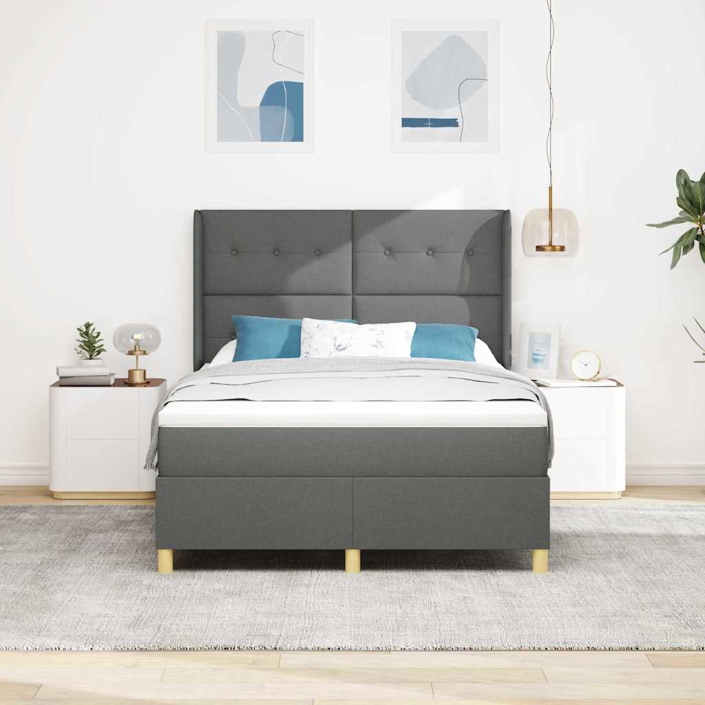 Box Spring Seng Med Madras Mørkegrå 160 X 200 Cm Stof - Vidaxl