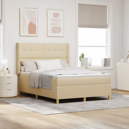 Box spring seng med hovedgærde Creme 160 x 200 cm Stof