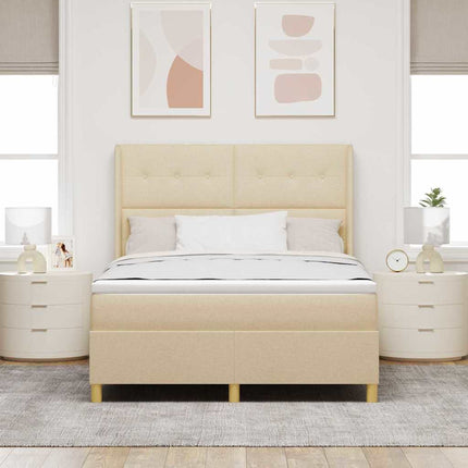 Box spring seng med hovedgærde Creme 160 x 200 cm Stof