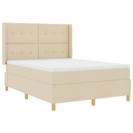 Box spring seng med hovedgærde Creme 160 x 200 cm Stof