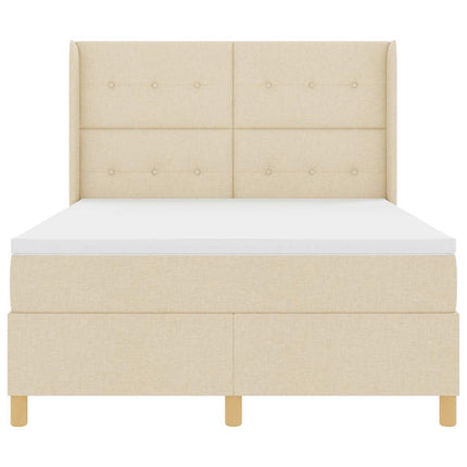 Box spring seng med hovedgærde Creme 160 x 200 cm Stof