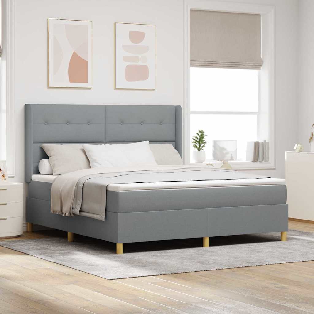 Box spring seng med madras Lysegrå 180 x 200 cm Stof