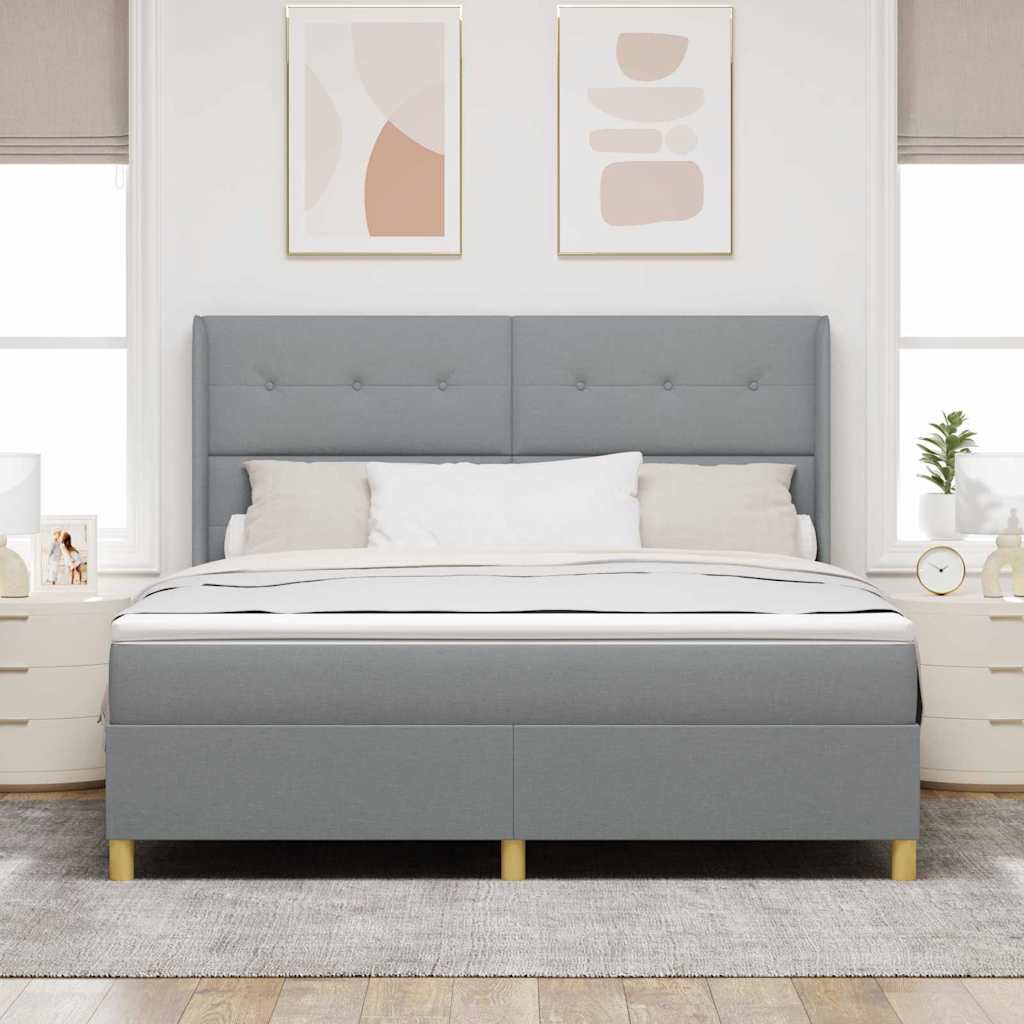 Box spring seng med madras Lysegrå 180 x 200 cm Stof