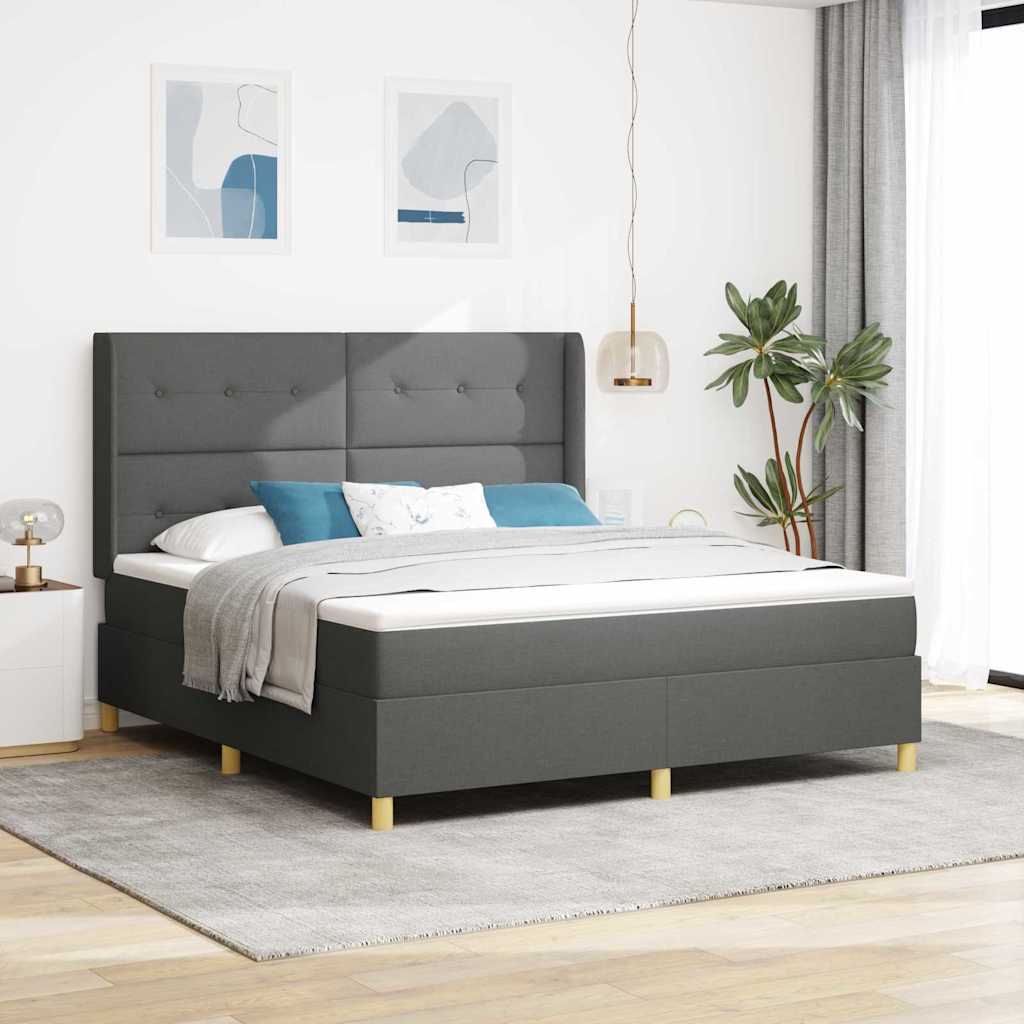 Box spring seng med hovedgrde Mrkegr 180 x 200 cm Stof