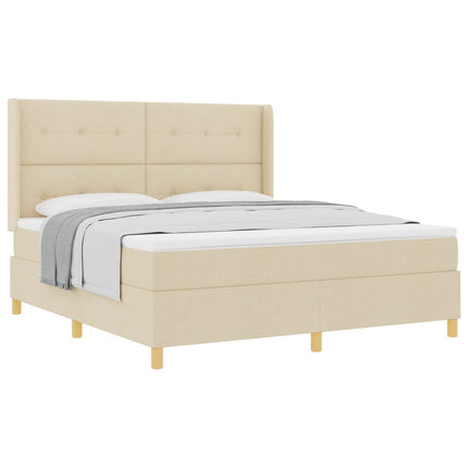 Box spring seng med hovedgærde Creme 180 x 200 cm Stof