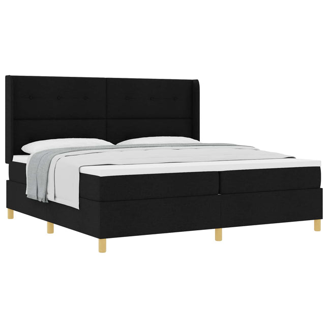 Box spring seng med hovedgærde Sort 200 x 200 cm Stof