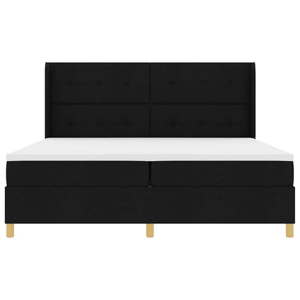 Box spring seng med hovedgærde Sort 200 x 200 cm Stof