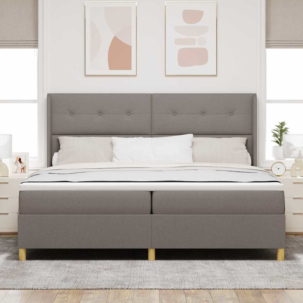 Box spring seng med hovedgrde Grbrun 200 x 200 cm Stof
