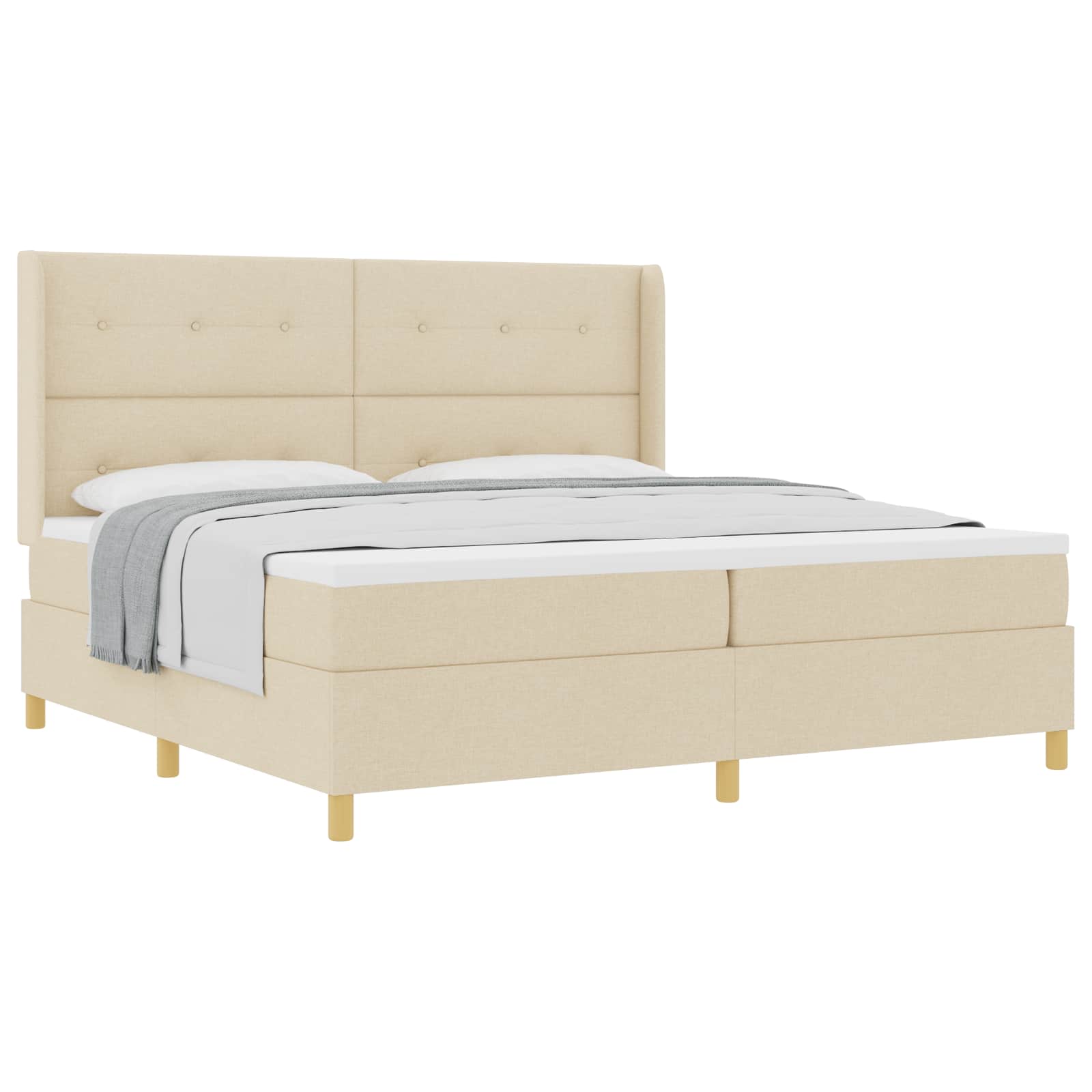 Box spring seng med madras Creme 200 x 200 cm Stof