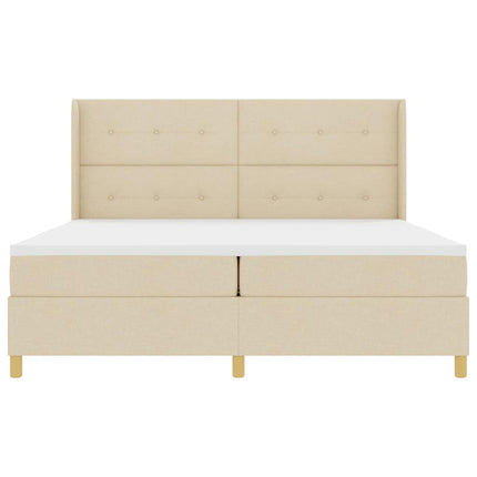 Box spring seng med hovedgærde Creme 200 x 200 cm Stof