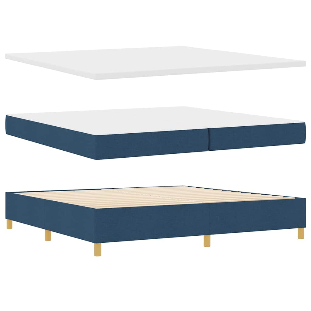 Box spring seng med madras med hovedgærde Blå 200 x 200 cm Stof