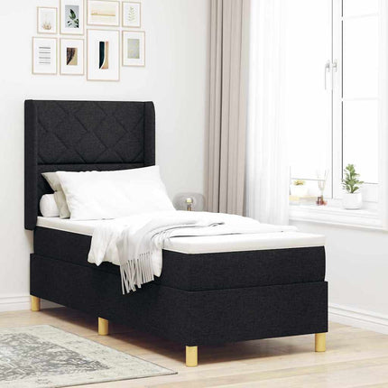 Box spring seng med hovedgærde Sort 80 x 200 cm Stof