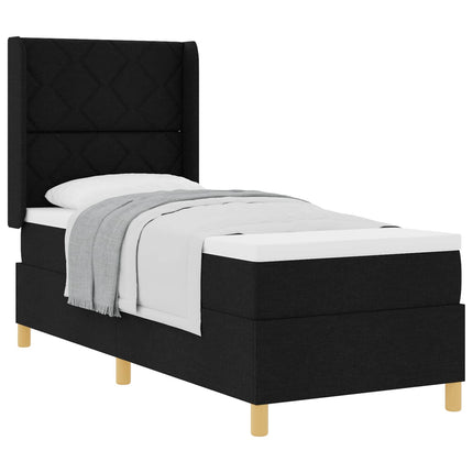 Box spring seng med hovedgærde Sort 80 x 200 cm Stof