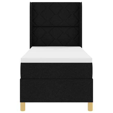 Box spring seng med hovedgærde Sort 80 x 200 cm Stof