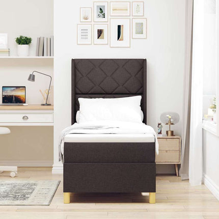 Box spring seng med hovedgærde Mørk Brun 80 x 200 cm Stof