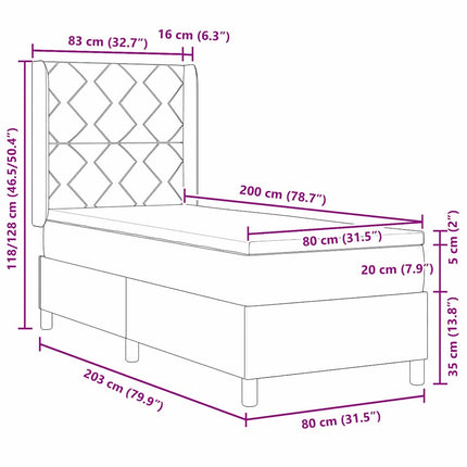 Box spring seng med hovedgærde Mørk Brun 80 x 200 cm Stof