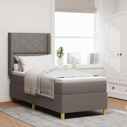 Box spring seng med hovedgærde Gråbrun 80 x 200 cm Stof