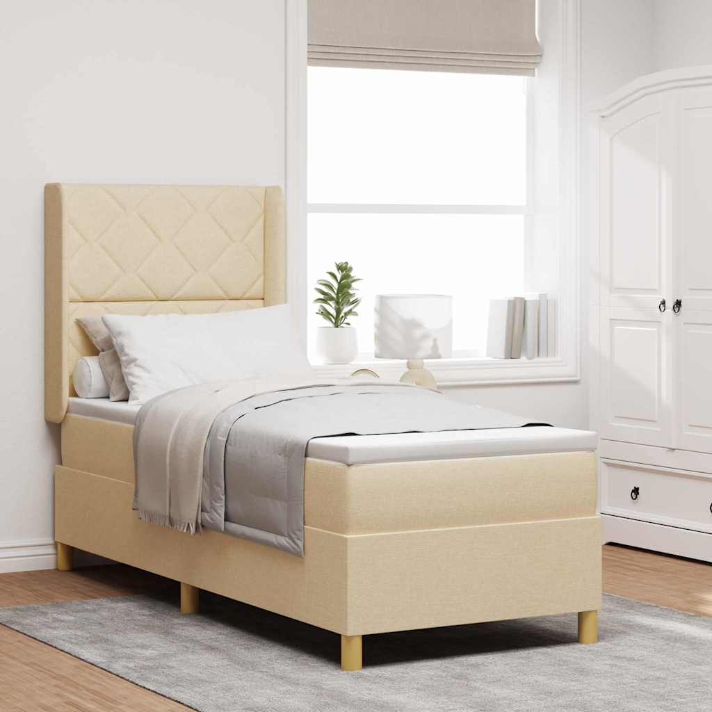 Box spring seng med madras Creme 80 x 200 cm Stof