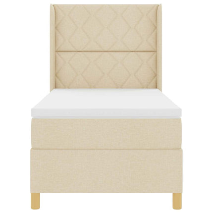 Box spring seng med hovedgærde Creme 90 x 200 cm Stof