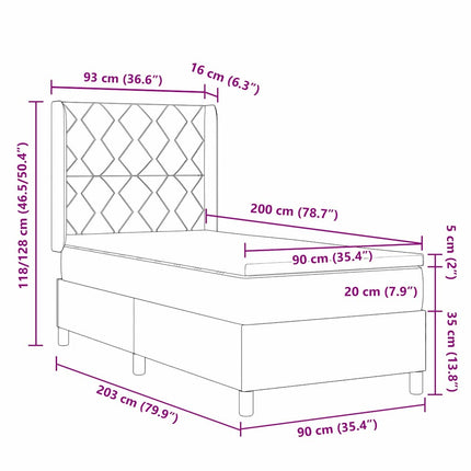 Box spring seng med hovedgærde Creme 90 x 200 cm Stof