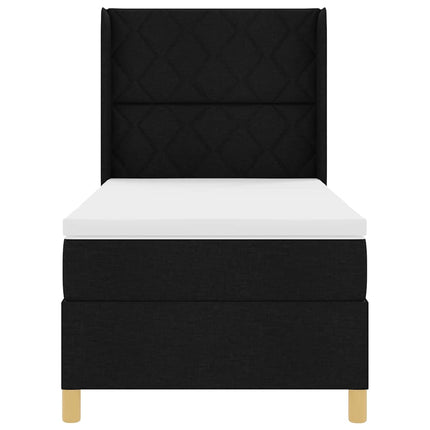 Box spring seng med hovedgærde Sort 100 x 200 cm Stof
