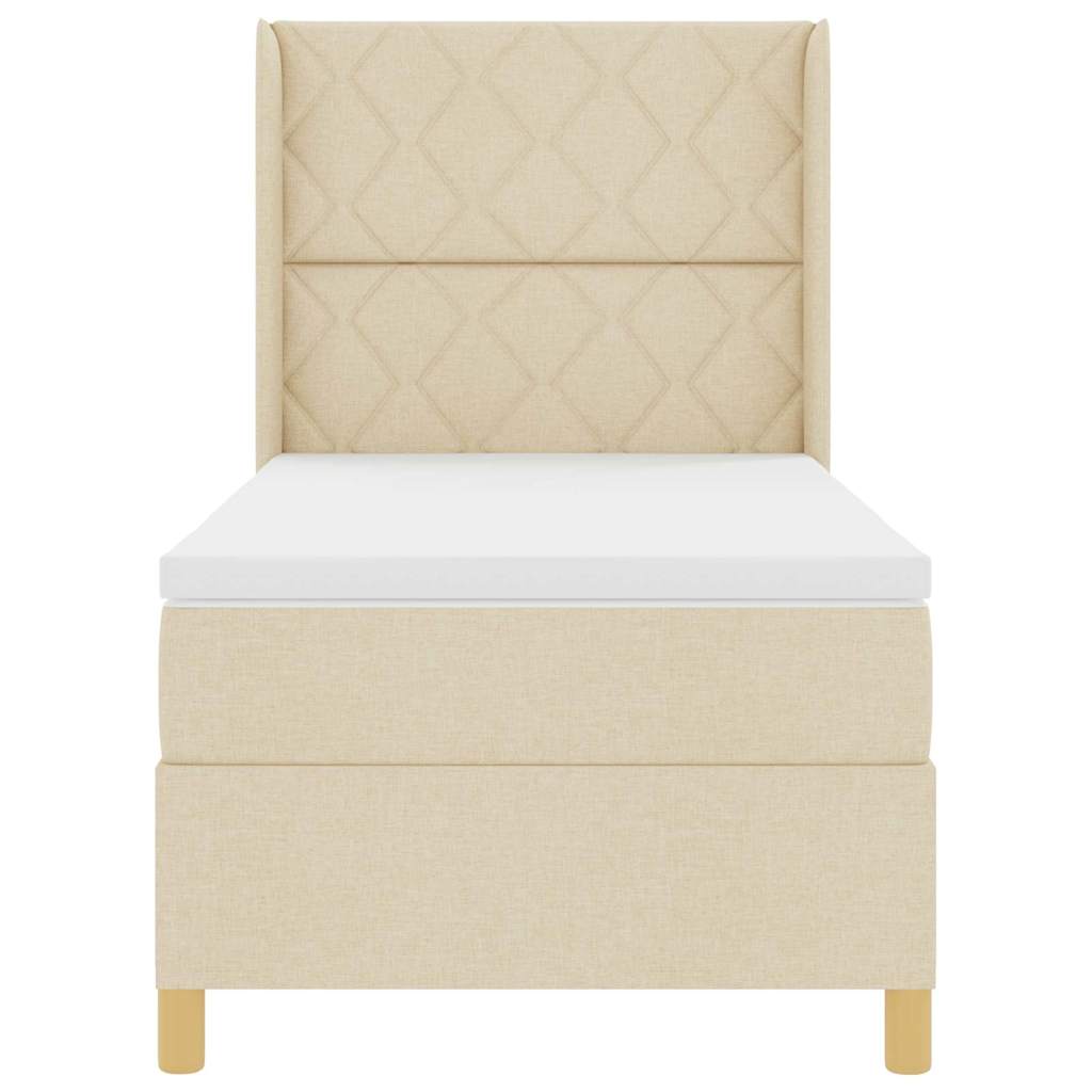 Box spring seng med madras Creme 100 x 200 cm Stof