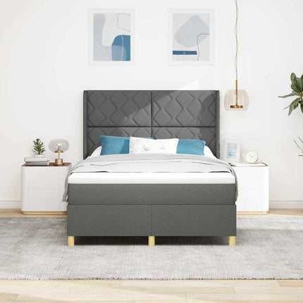 Box spring seng med hovedgærde Mørkegrå 140 x 190 cm Stof