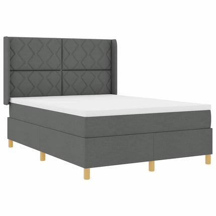 Box spring seng med hovedgærde Mørkegrå 140 x 190 cm Stof
