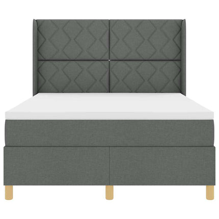 Box spring seng med hovedgærde Mørkegrå 140 x 190 cm Stof