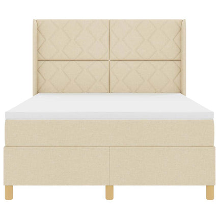 Box spring seng med hovedgærde Creme 140 x 190 cm Stof