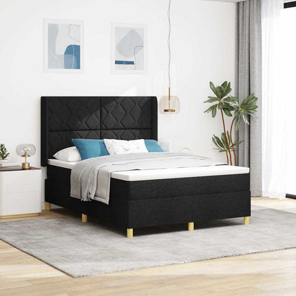 Box spring seng med hovedgærde Sort 160 x 200 cm Stof
