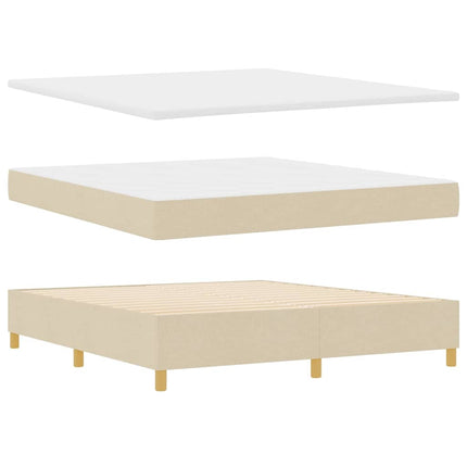 Box spring seng med hovedgærde Creme 180 x 200 cm Stof