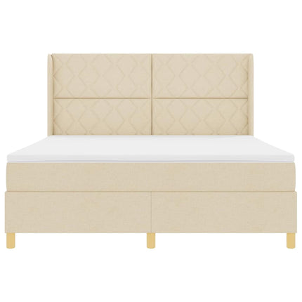 Box spring seng med hovedgærde Creme 180 x 200 cm Stof