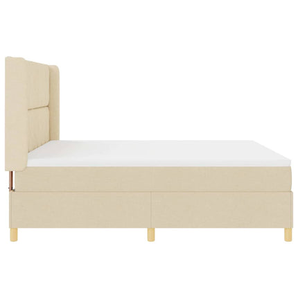 Box spring seng med hovedgærde Creme 180 x 200 cm Stof