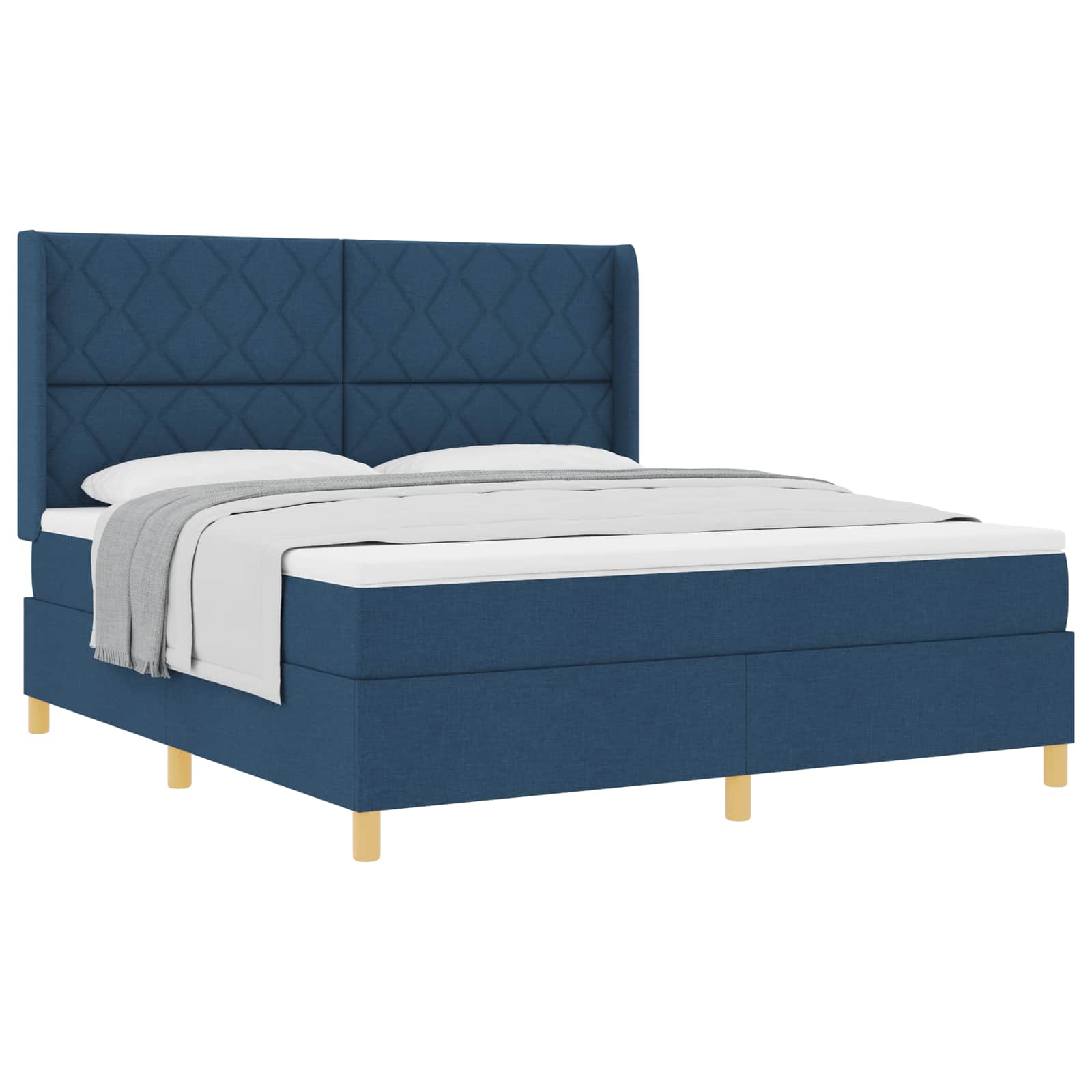 Box spring seng med hovedgrde Bl 180 x 200 cm Stof