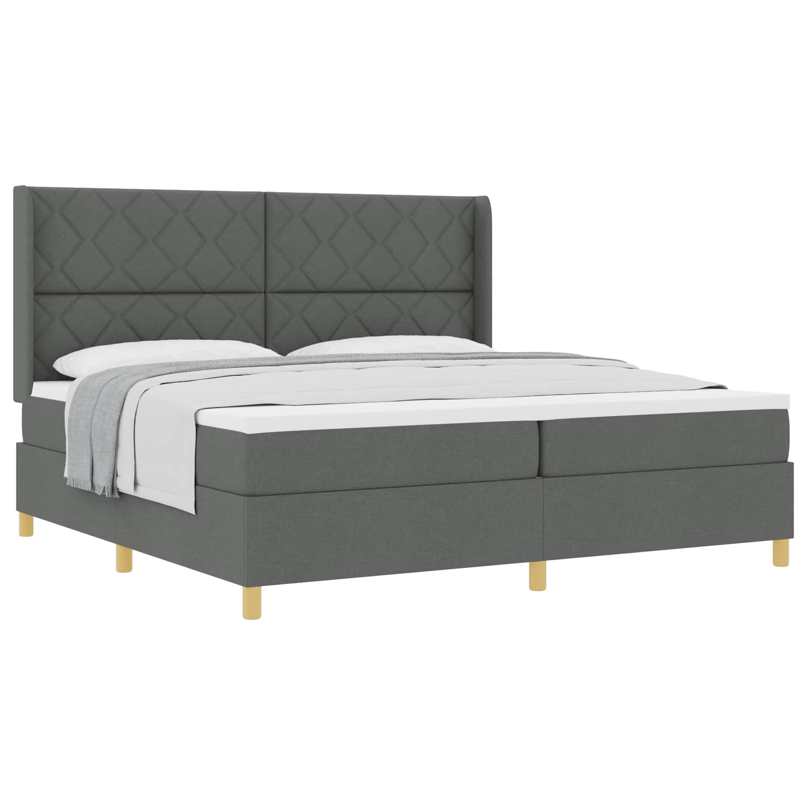 Box spring seng med hovedgrde Mrkegr 200 x 200 cm Stof
