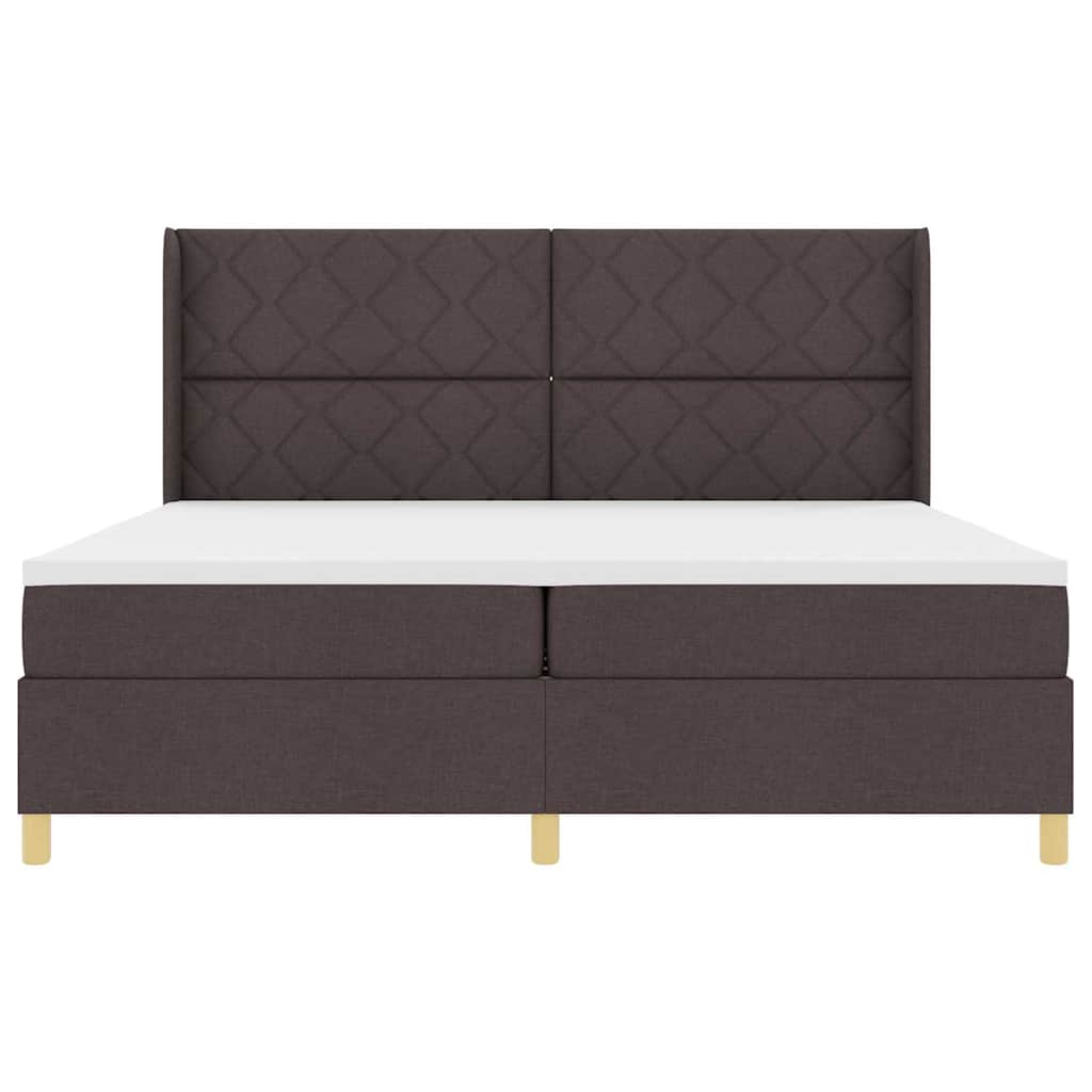 Box spring seng med madras Mørk Brun 200 x 200 cm Stof