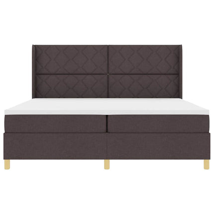 Box spring seng med hovedgærde Mørk Brun 200 x 200 cm Stof