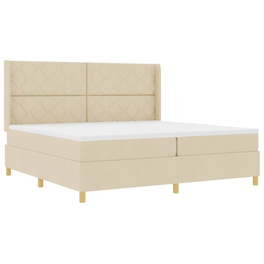 Box spring seng med madras Creme 200 x 200 cm Stof