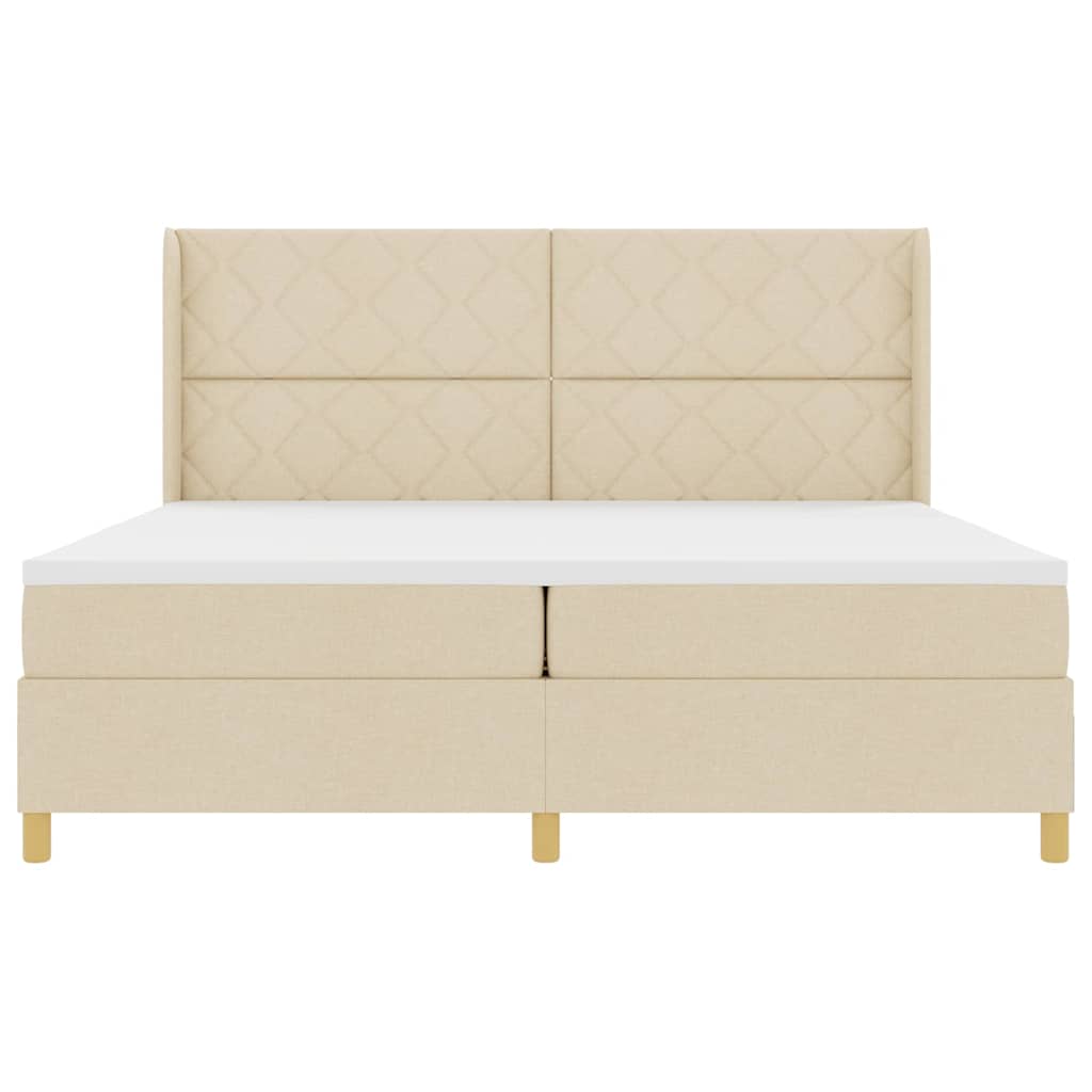 Box spring seng med madras Creme 200 x 200 cm Stof