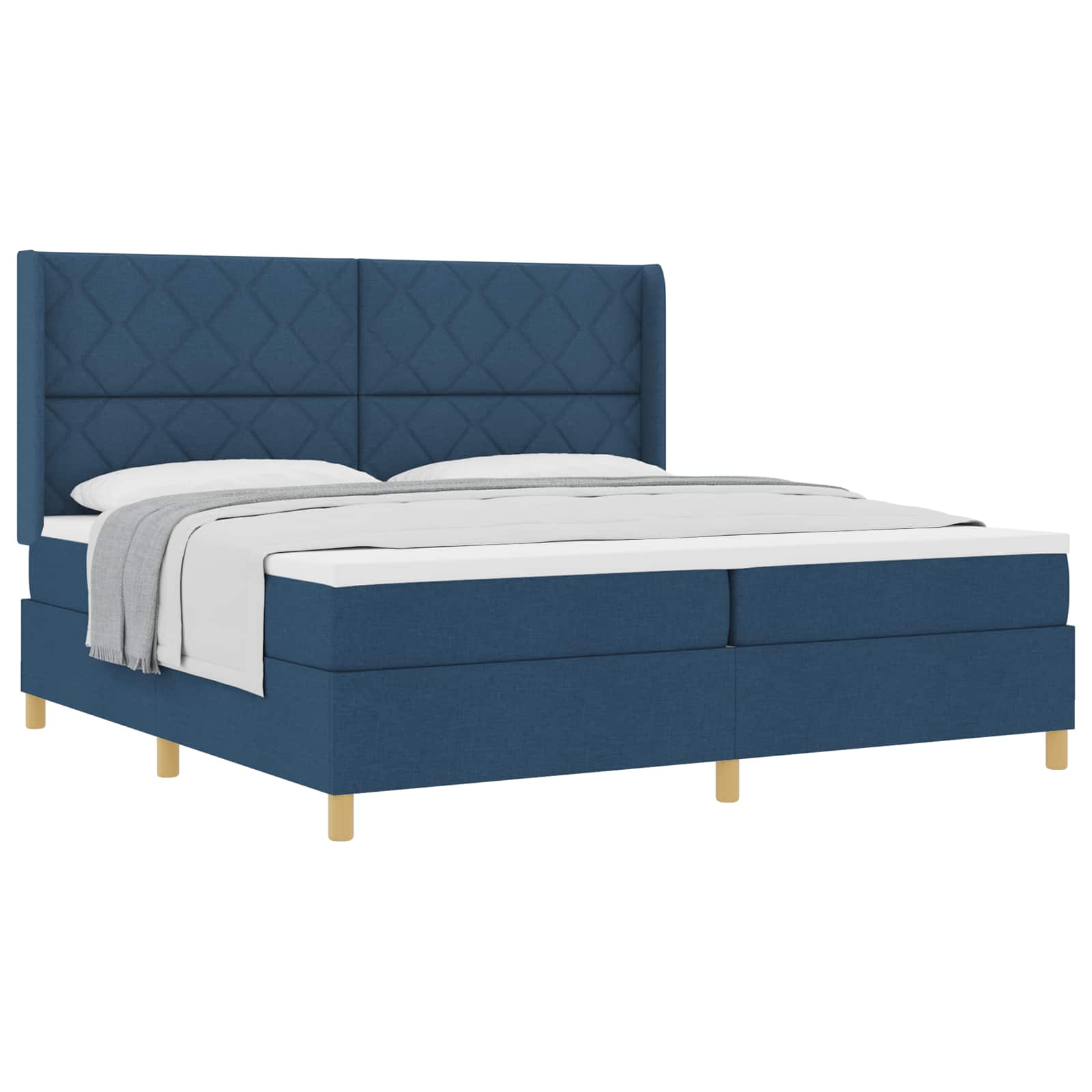 Box Spring Seng Med Hovedgærde Blå 200 X 200 Cm Stof - Vidaxl