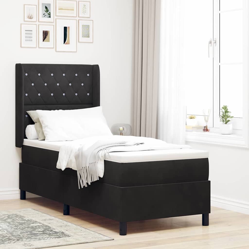 Box spring seng med madras Sort 80 x 200 cm Fljl