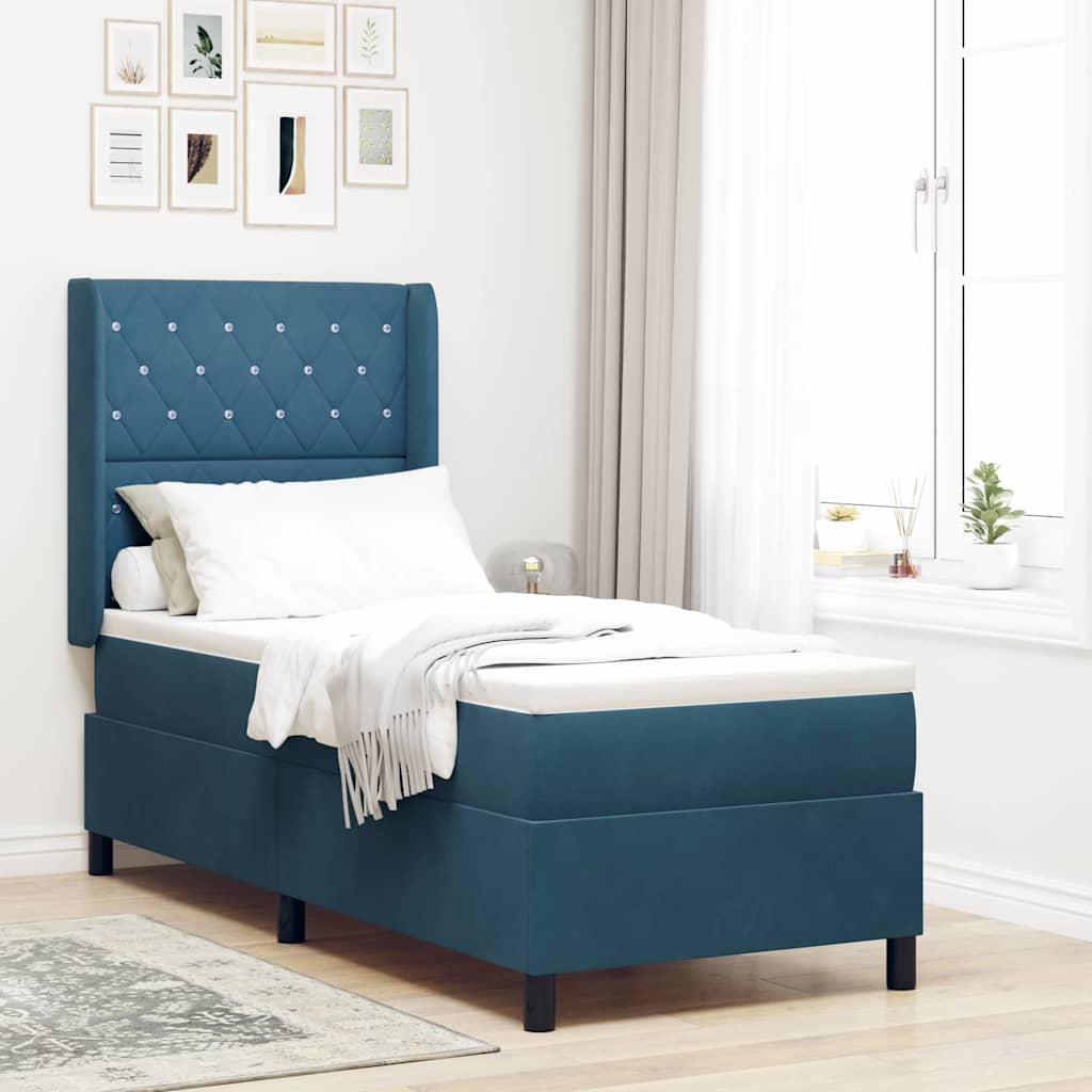 Box spring seng med madras med hovedgrde Bl 80 x 200 cm Fljl