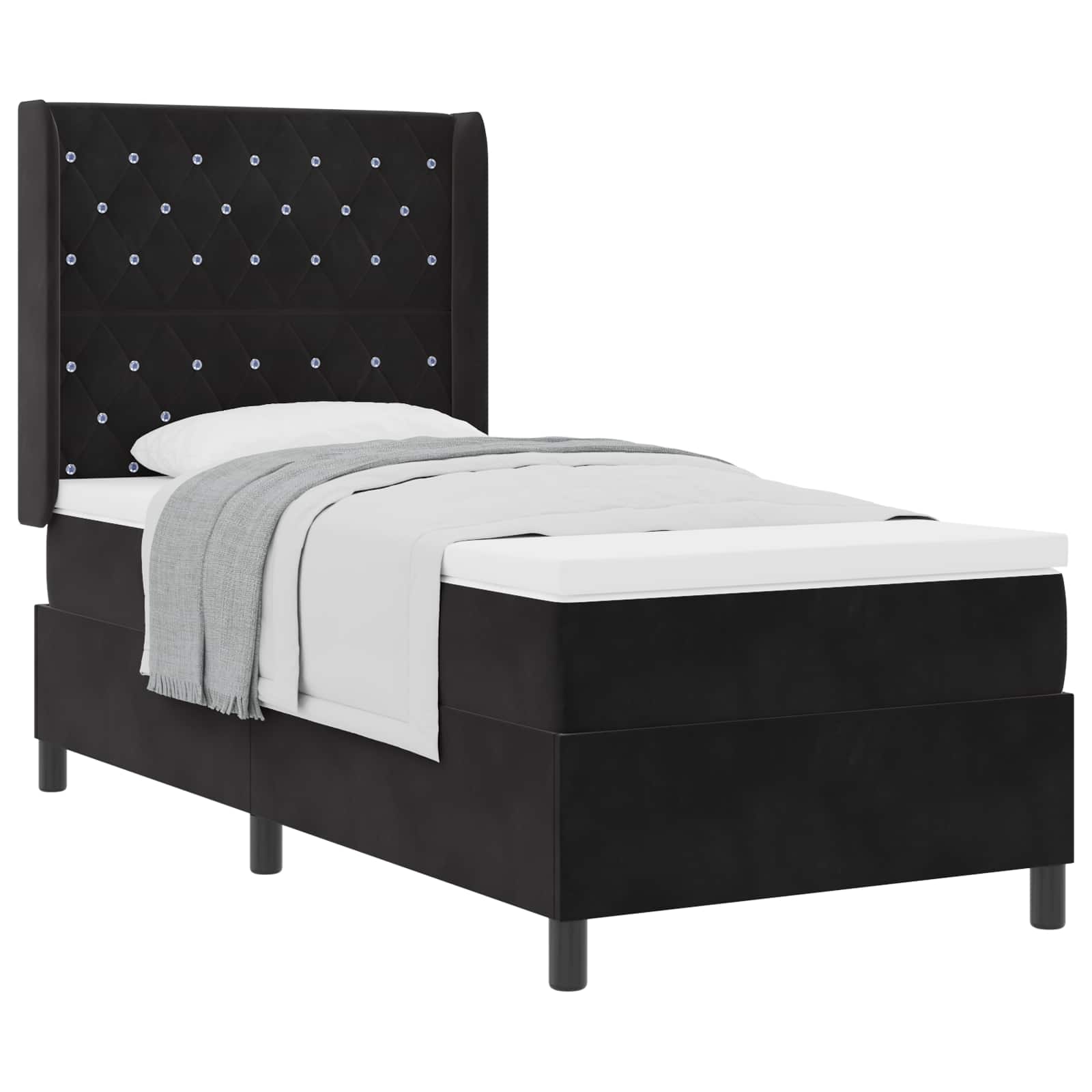 Box spring seng med madras Sort 90 x 190 cm Fljl