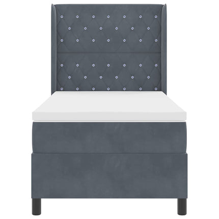 Box spring seng med madras Mørkegrå 90 x 200 cm Fløjl
